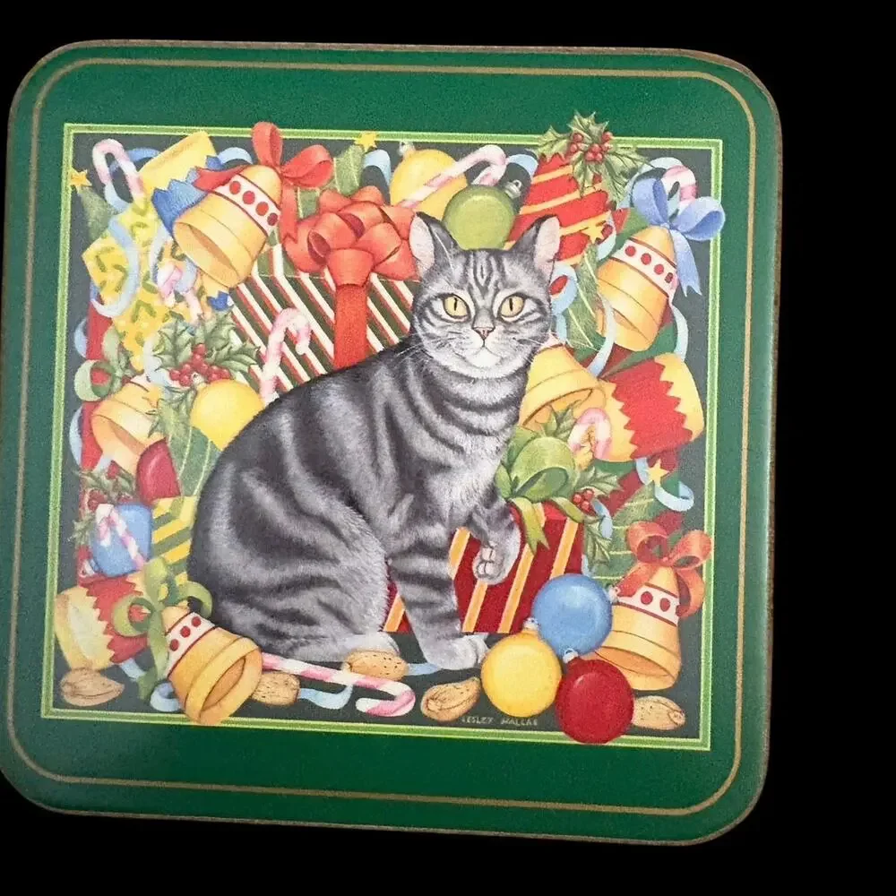 Pimpernel Set of 6 Coasters Cats Kitties Christmas In Box Snowman Made England